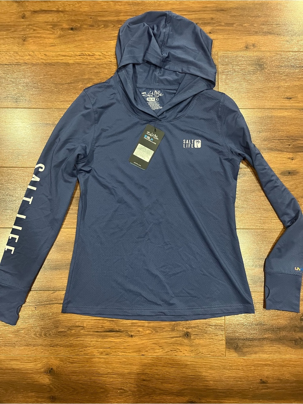 NWT Salt Life Women's Hooded Swim Top in Navy Blue